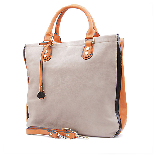 Beige Leather Tote With Zippers, Laptop Bag, Beige Handbag, Leather